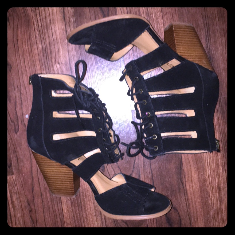 Nine West lace-up suede peep-toe sandals